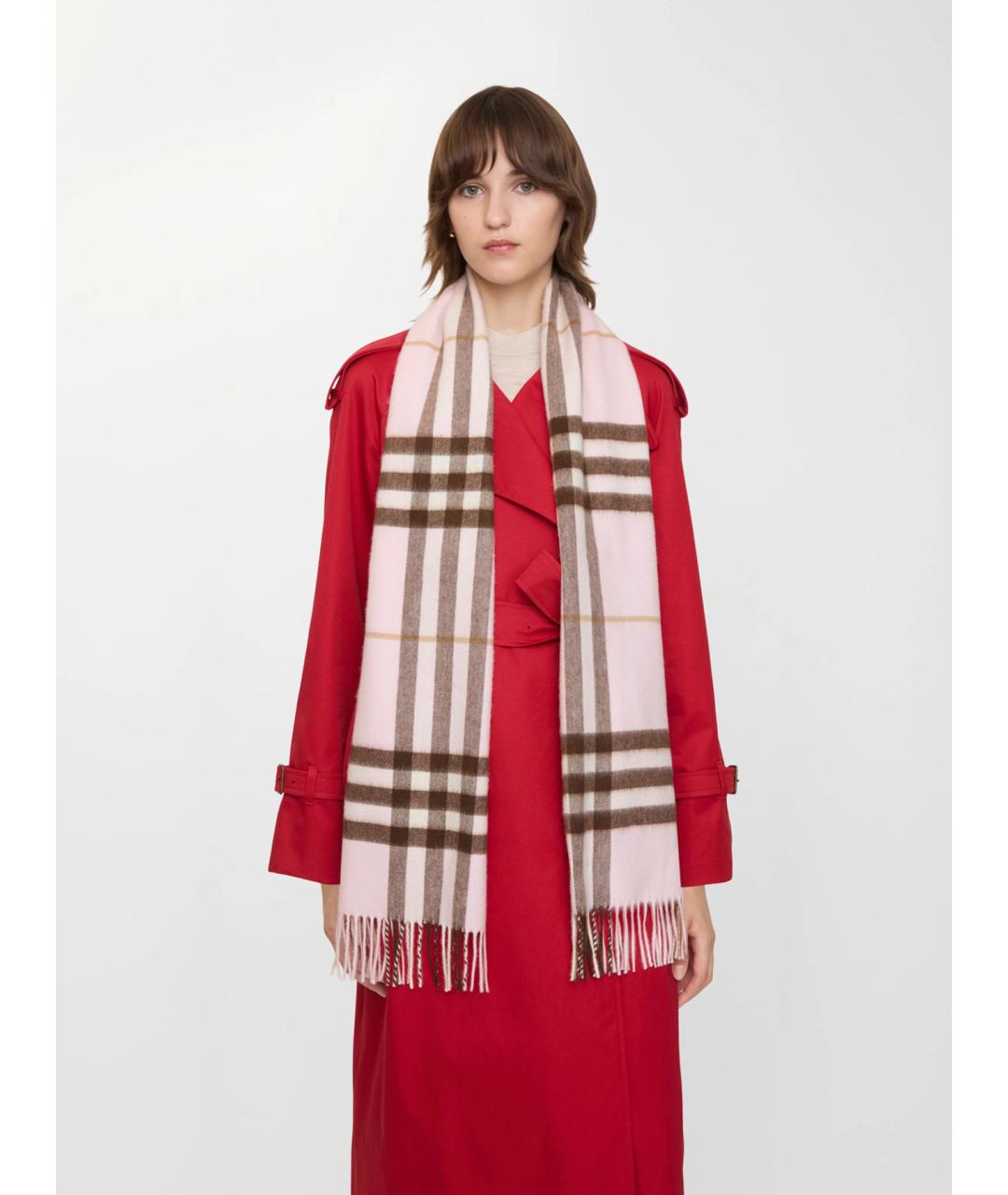 BURBERRY Розовый кашемировый шарф, фото 2