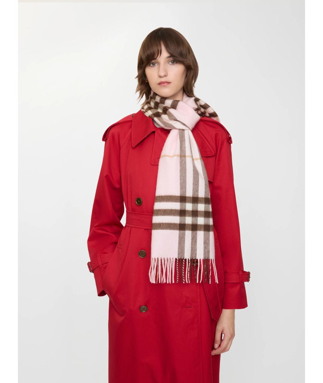 BURBERRY Розовый кашемировый шарф, фото 3