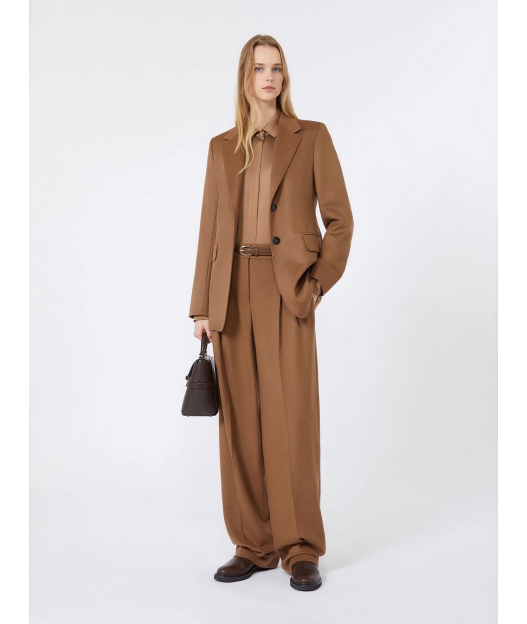 MAX MARA STUDIO Коричневая шелковая рубашка, фото 2