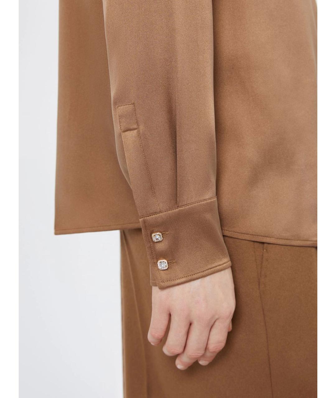 MAX MARA STUDIO Коричневая шелковая рубашка, фото 4