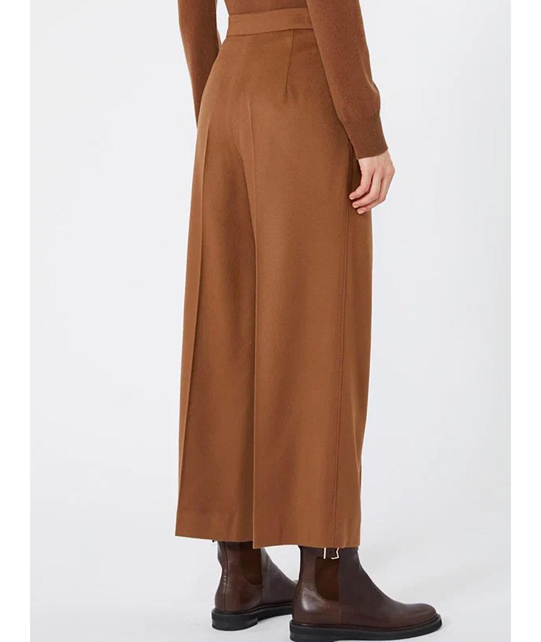 MAX MARA STUDIO Бежевые шерстяные брюки широкие, фото 3