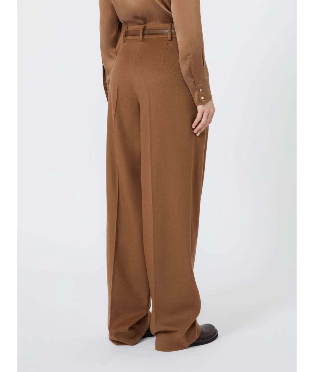 MAX MARA STUDIO Коричневые шерстяные брюки широкие, фото 4