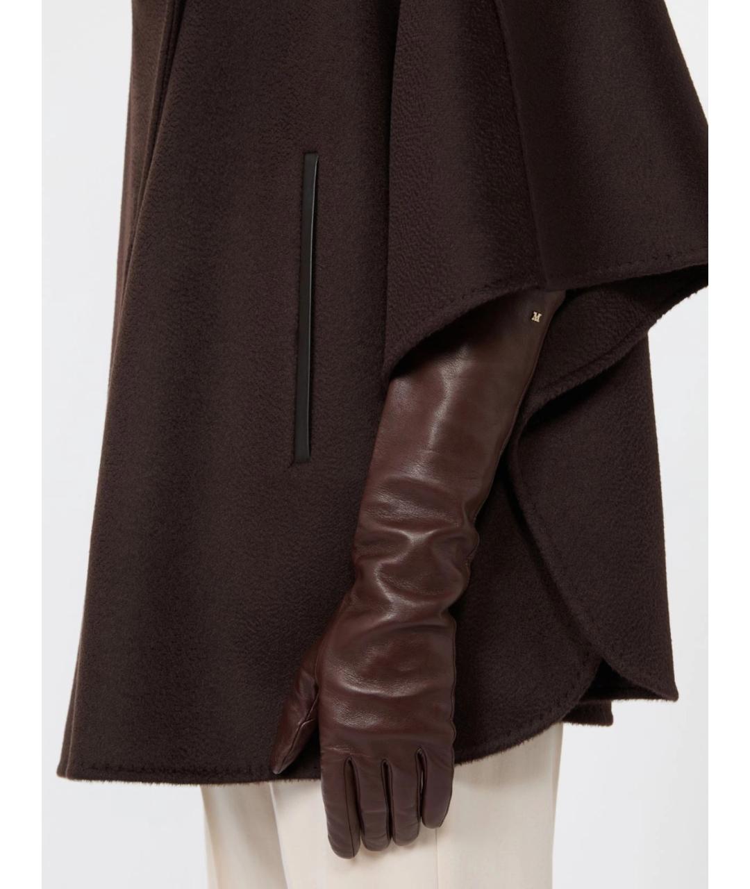 MAX MARA Коричневые кожаные перчатки, фото 3