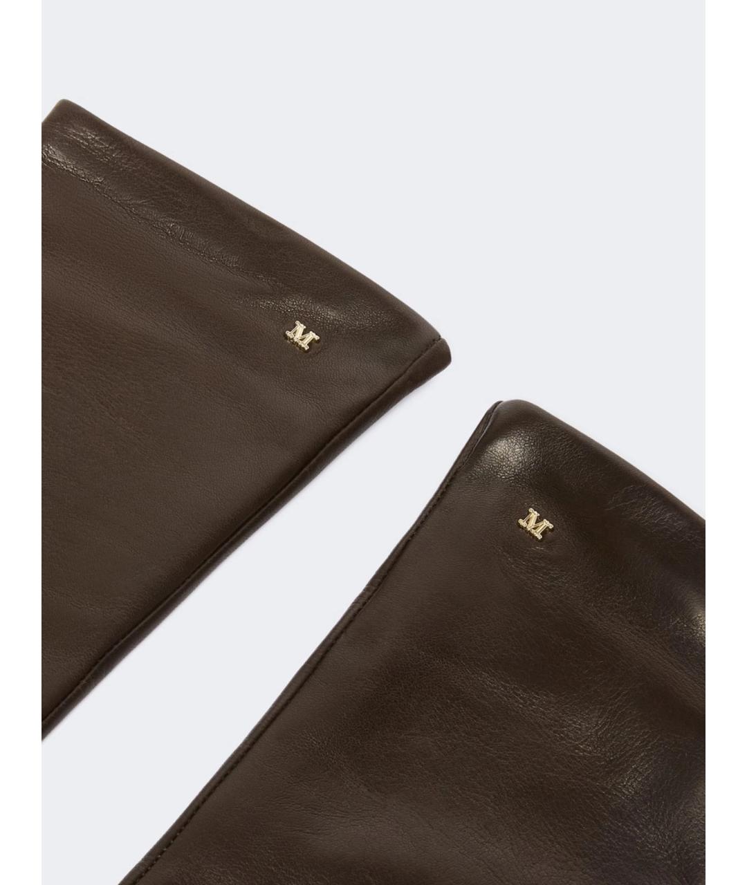 MAX MARA Коричневые кожаные перчатки, фото 2