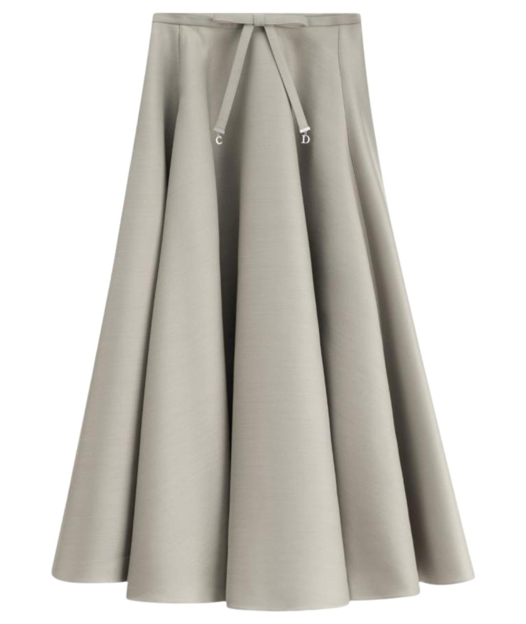 CHRISTIAN DIOR Серая шерстяная юбка миди, фото 1