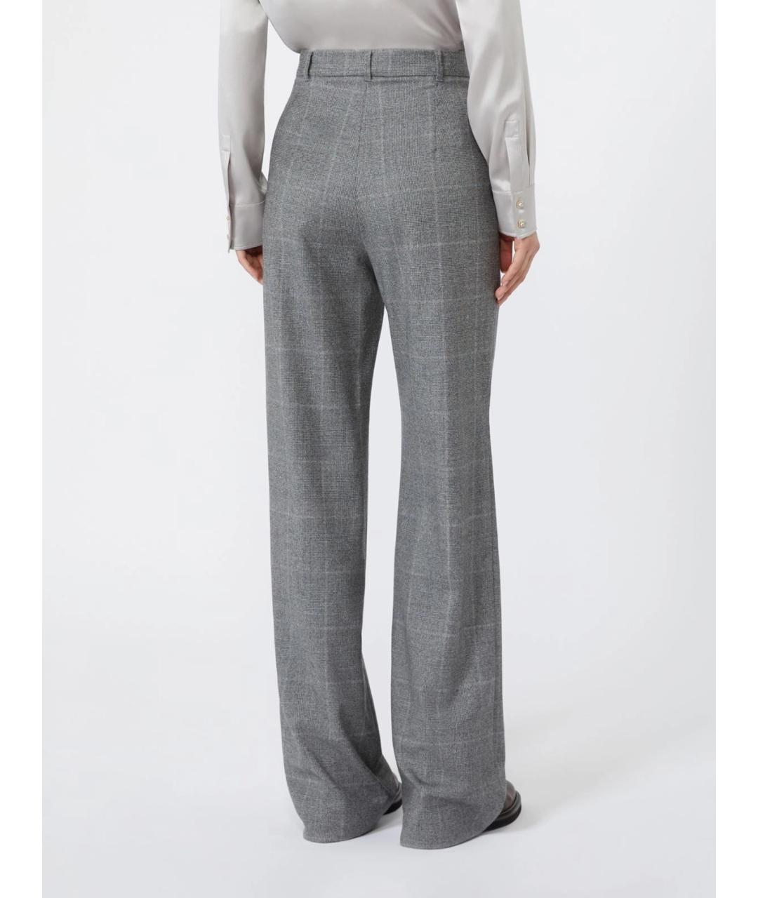 MAX MARA STUDIO Серые шерстяные прямые брюки, фото 4