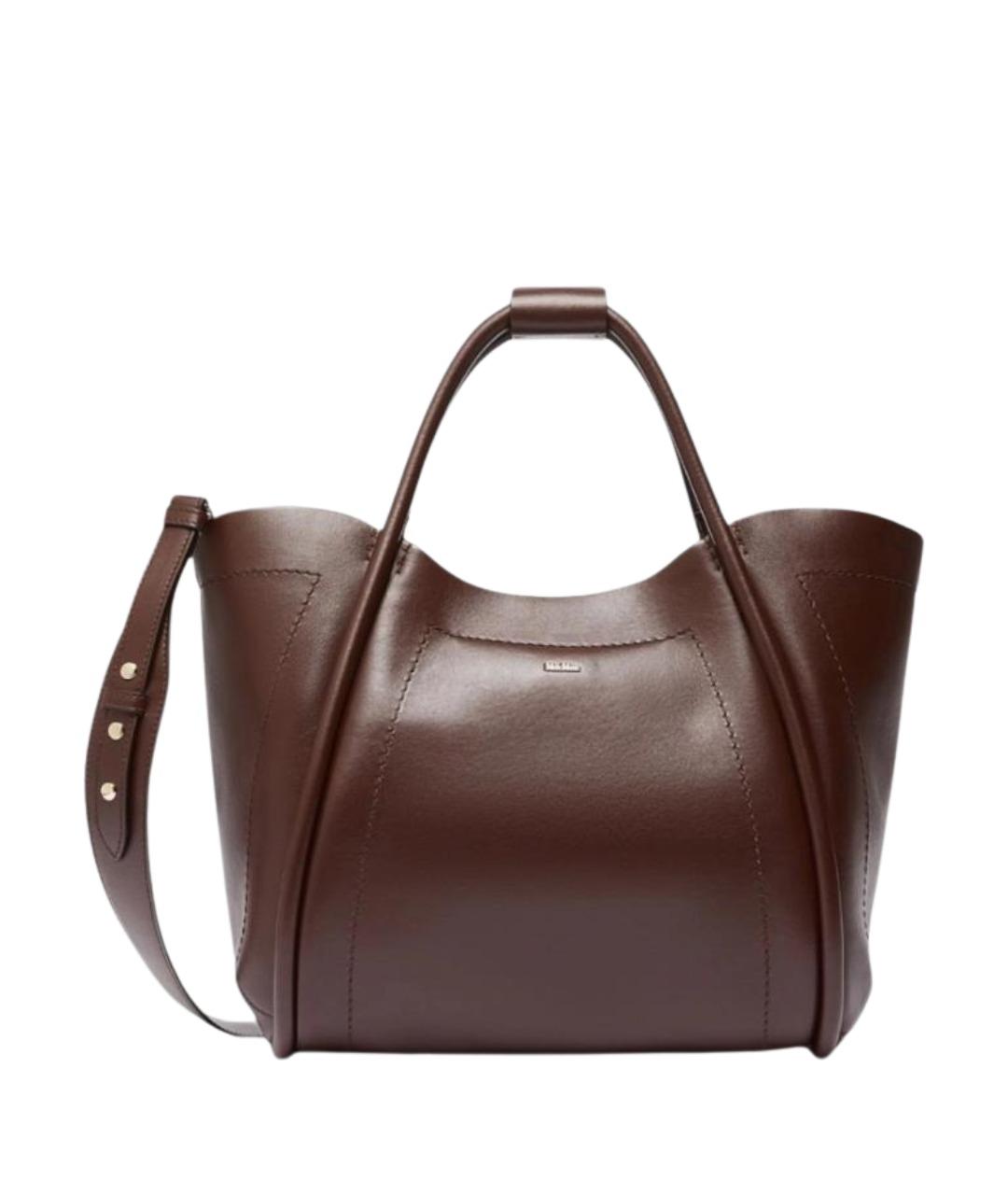 MAX MARA Коричневая кожаная сумка тоут, фото 1