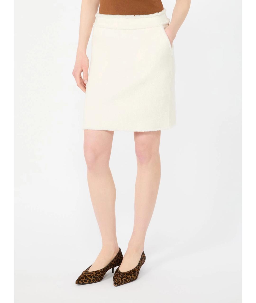 MAX MARA Белая шерстяная юбка мини, фото 3
