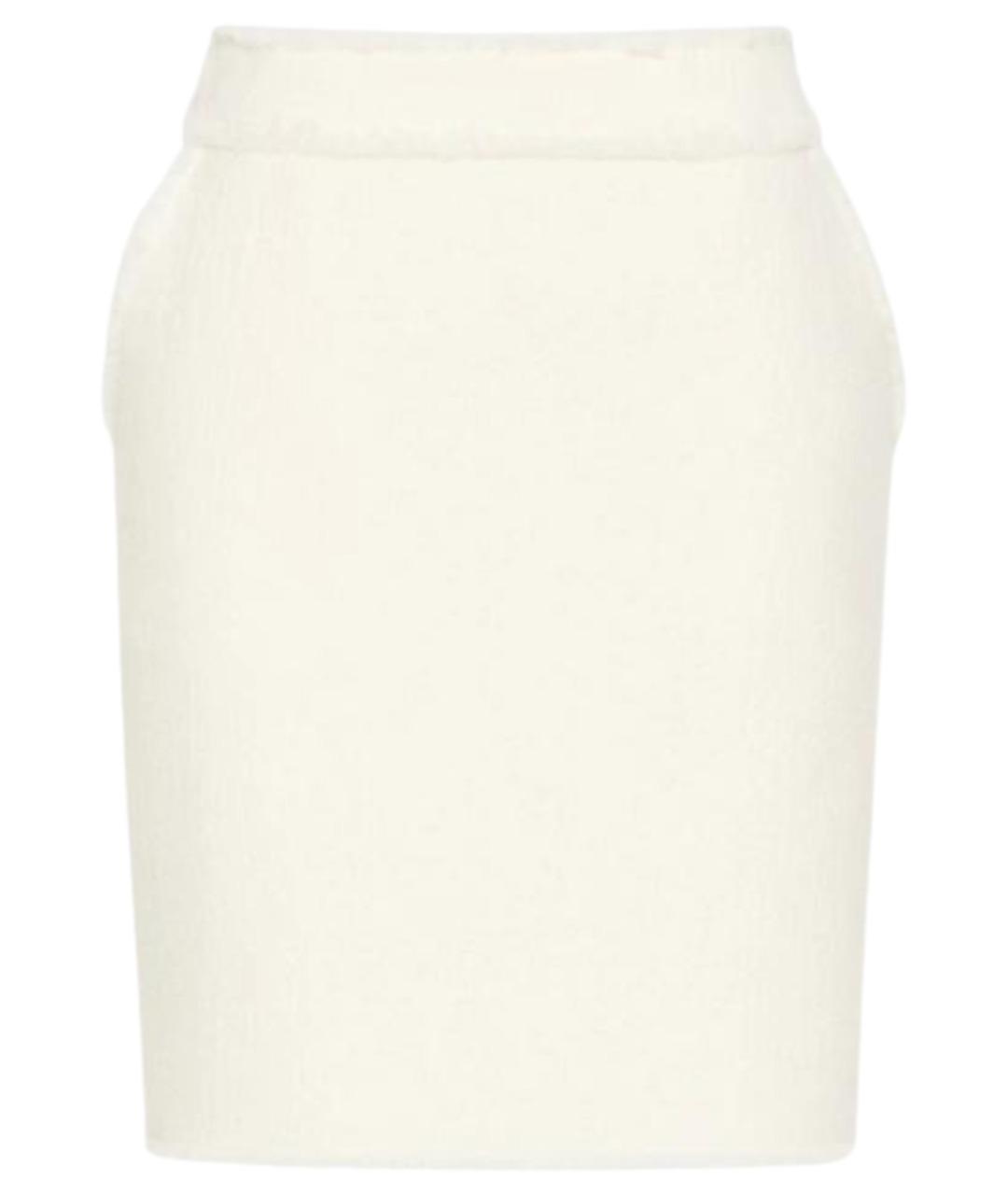 MAX MARA Белая шерстяная юбка мини, фото 1