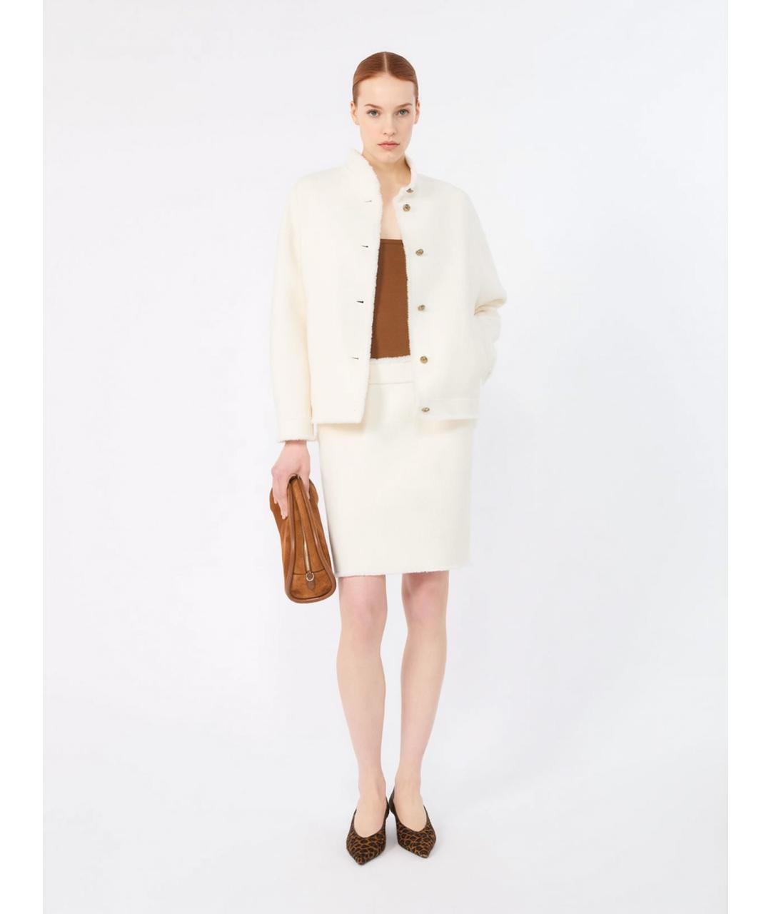 MAX MARA Белая шерстяная юбка мини, фото 2