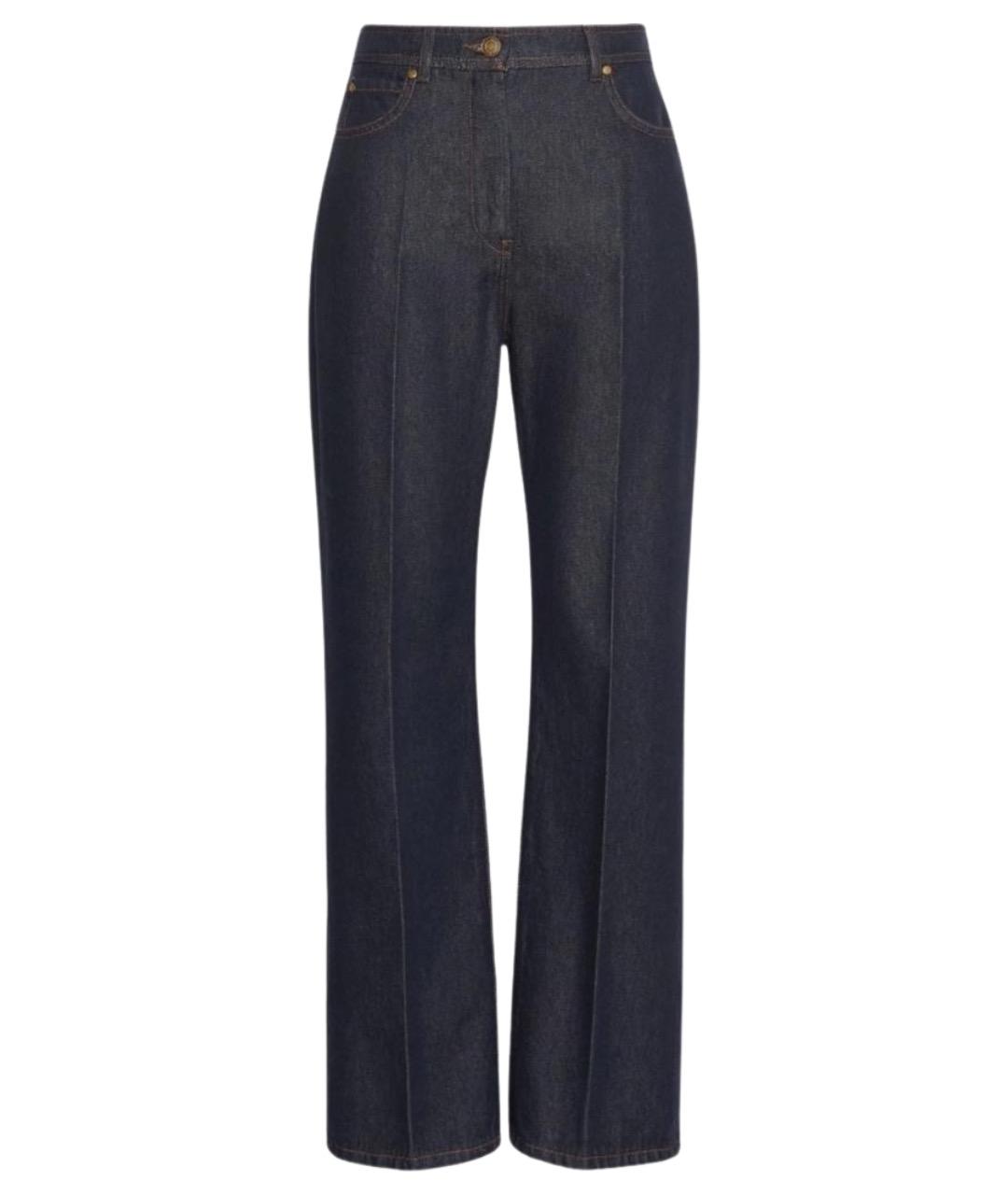 MAX MARA Синие хлопковые прямые брюки, фото 1