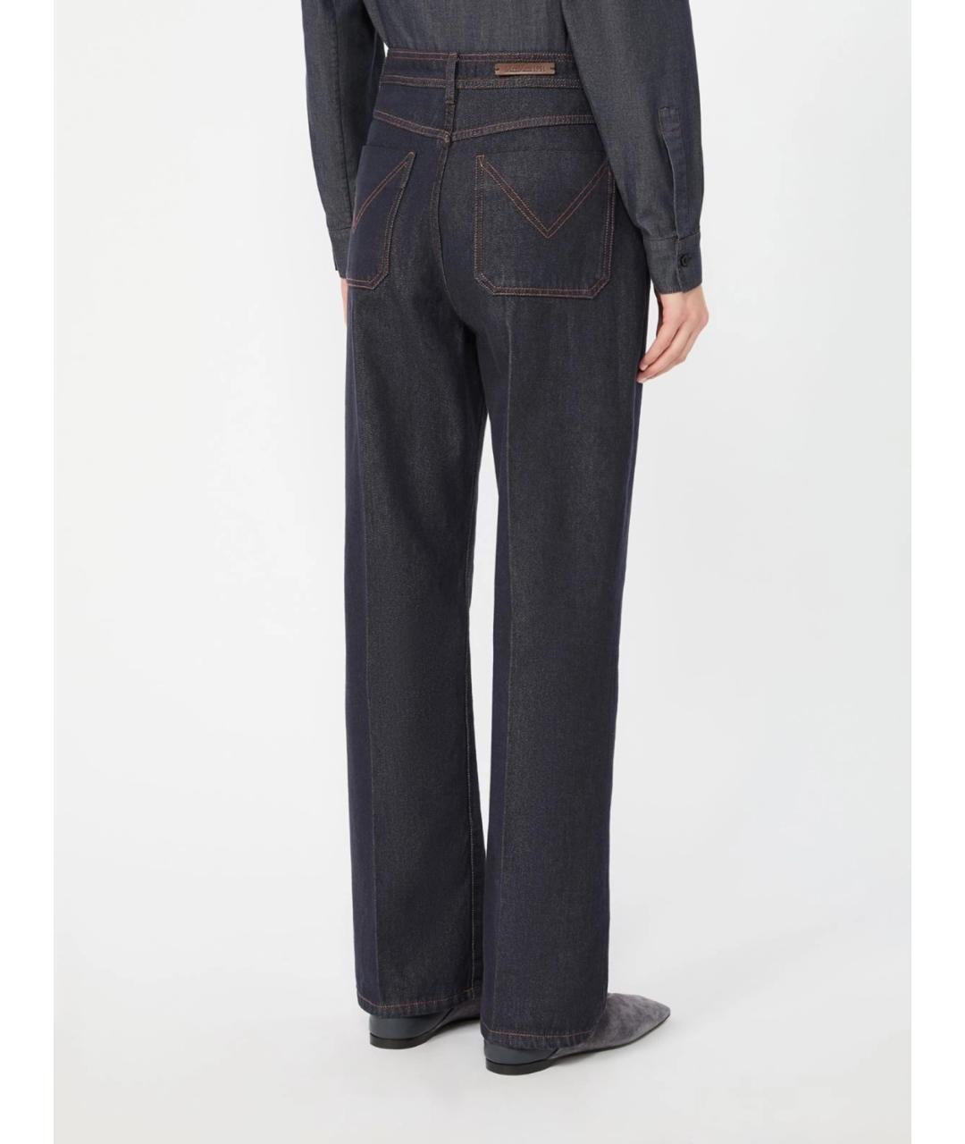MAX MARA Синие хлопковые прямые брюки, фото 4