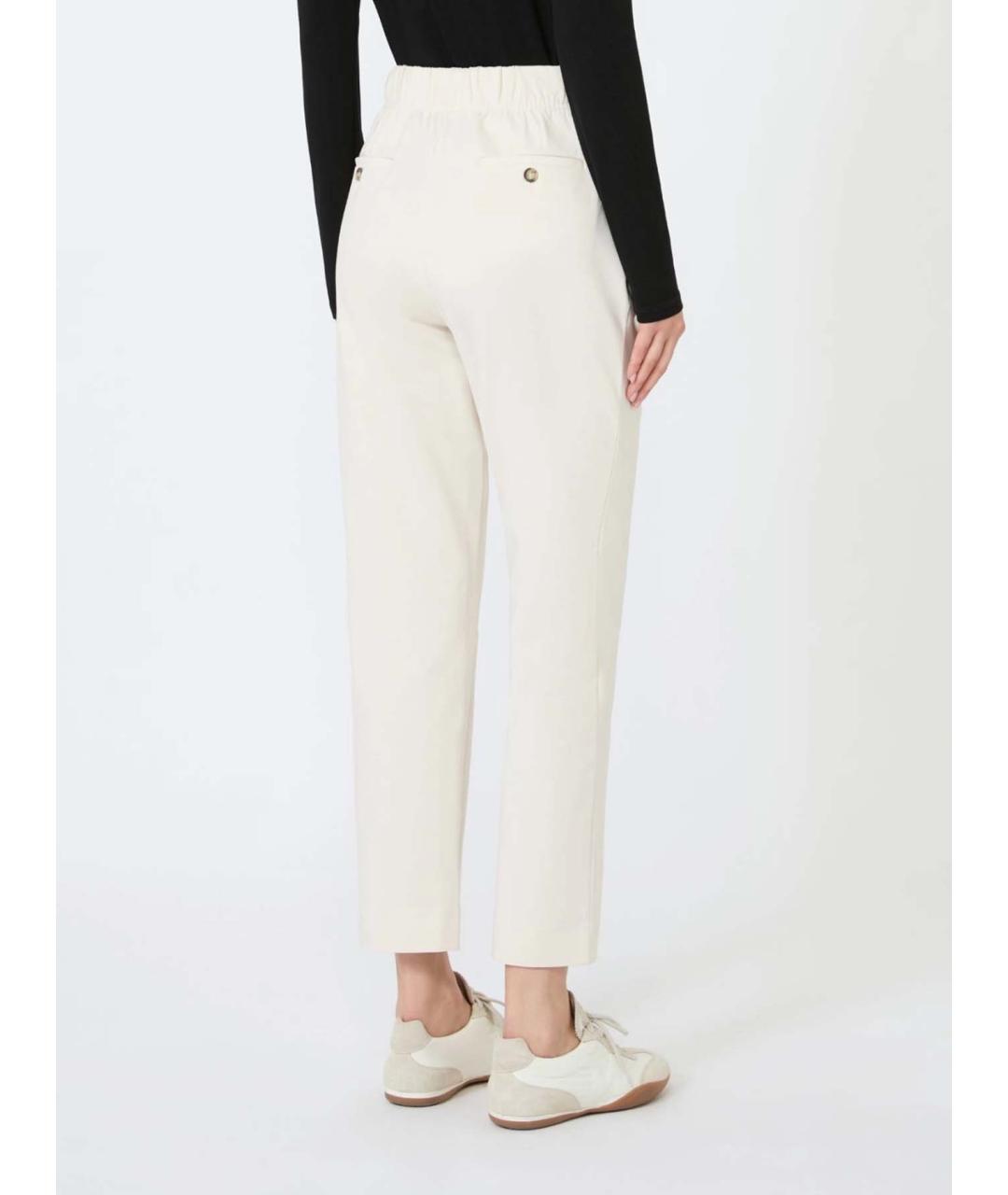 WEEKEND MAX MARA Белые лиоцелловые прямые брюки, фото 4