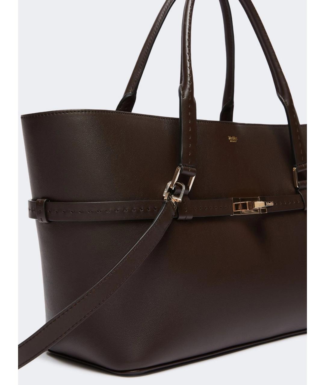 MAX MARA Коричневая кожаная сумка тоут, фото 2