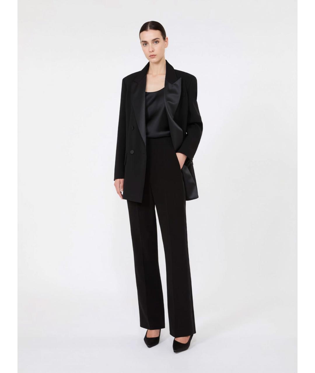 MAX MARA Черные ацетатные прямые брюки, фото 2