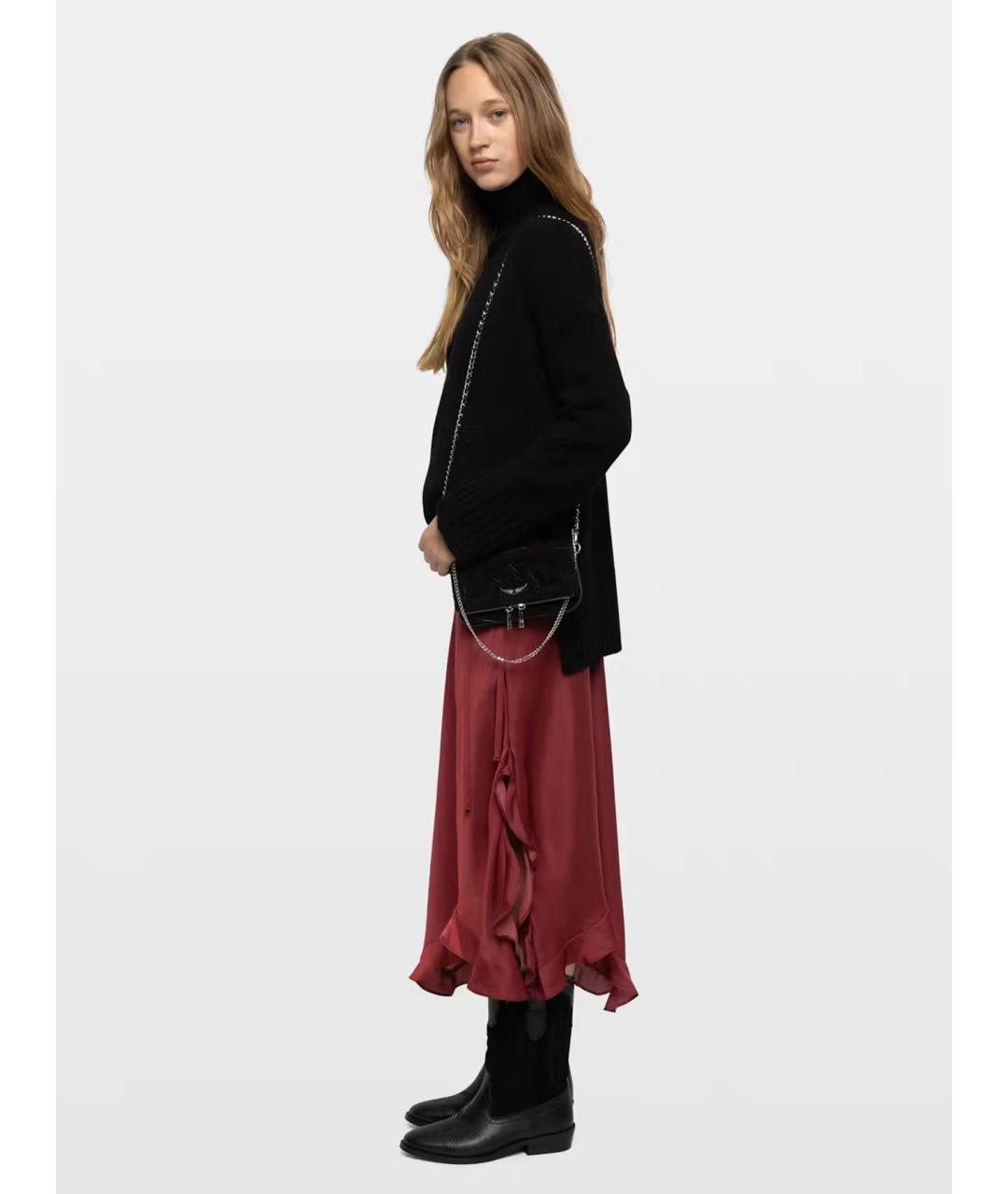 ZADIG & VOLTAIRE Бордовая полиэстеровая юбка миди, фото 6