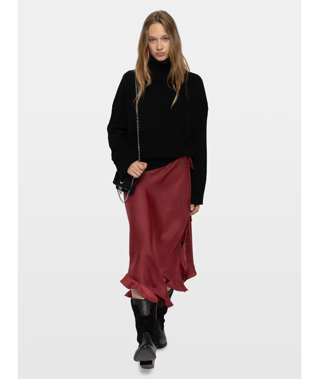 ZADIG & VOLTAIRE Бордовая полиэстеровая юбка миди, фото 2