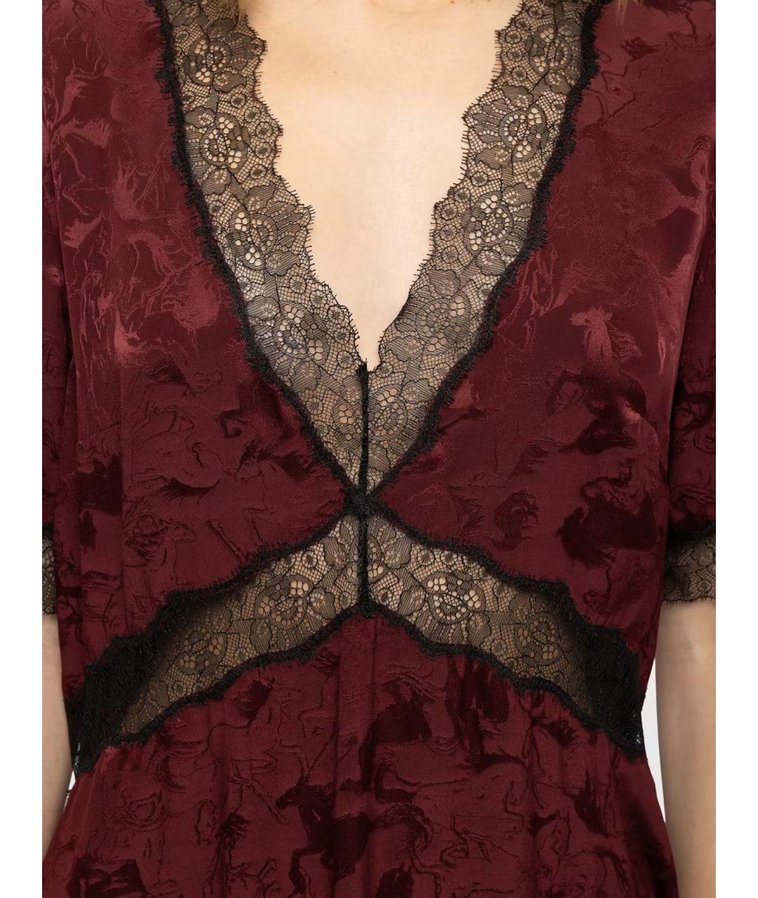 ZADIG & VOLTAIRE Бордовое шелковое коктейльное платье, фото 3