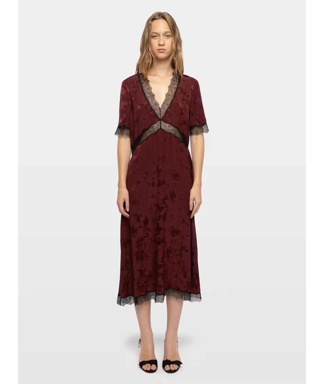 ZADIG & VOLTAIRE Бордовое шелковое коктейльное платье, фото 2