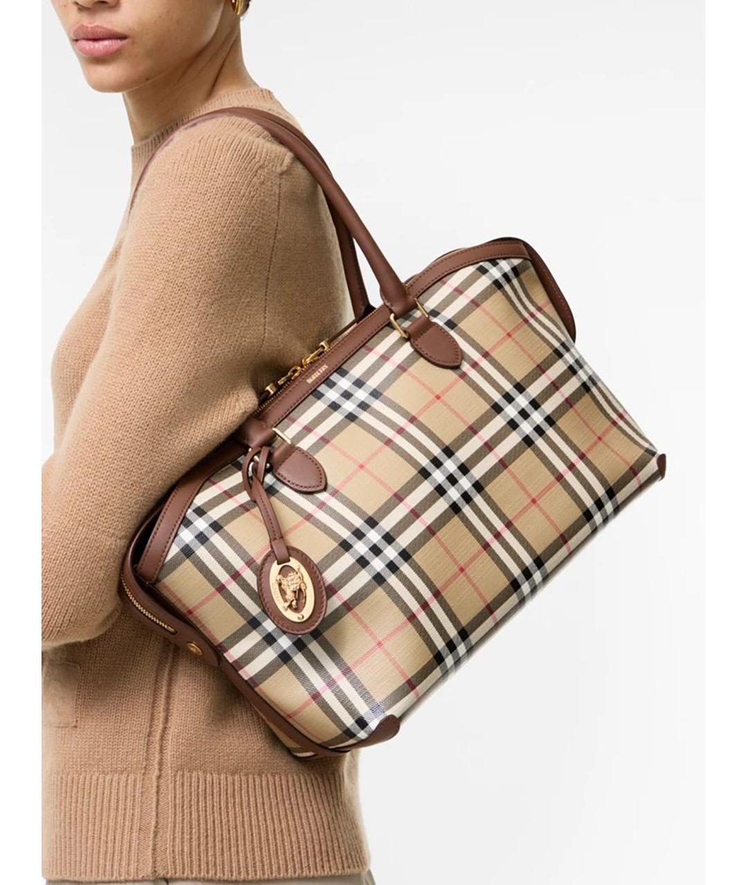 BURBERRY Бежевая сумка тоут из канвы, фото 2