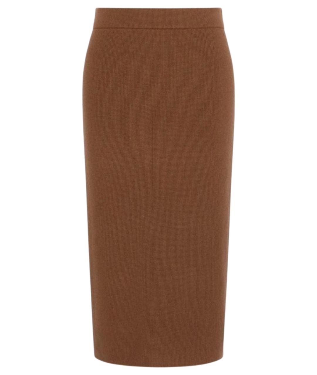 MAX MARA STUDIO Коричневая шерстяная юбка миди, фото 1