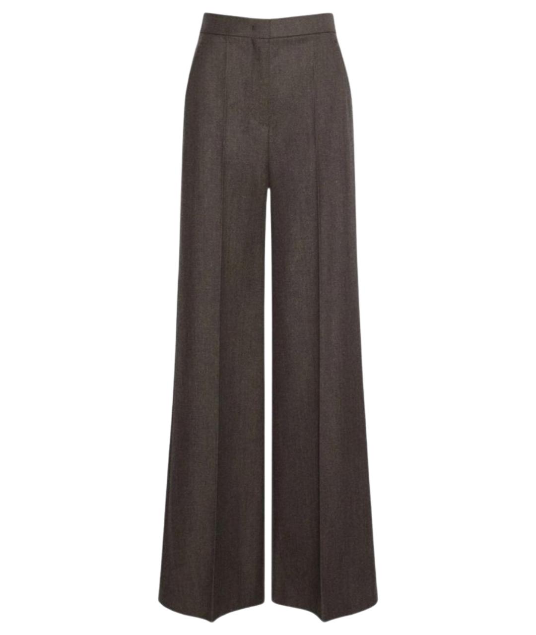 MAX MARA Коричневые шерстяные прямые брюки, фото 1