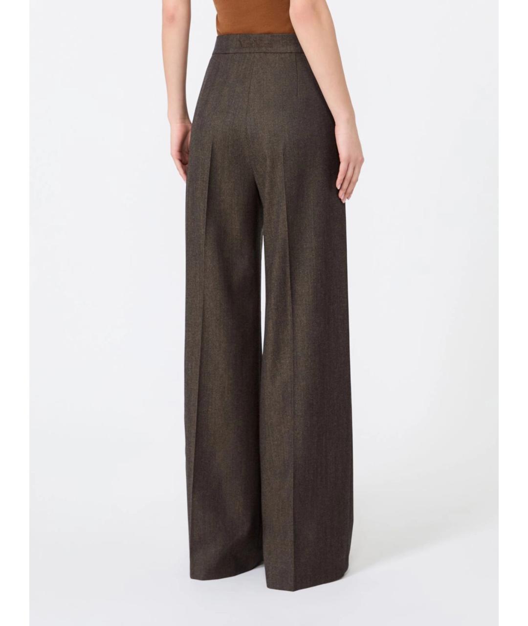 MAX MARA Коричневые шерстяные прямые брюки, фото 4