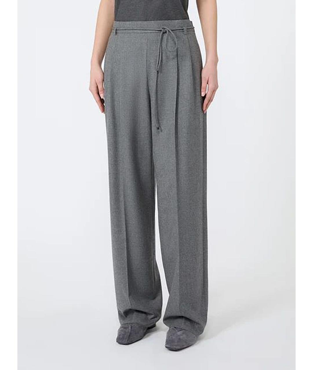 MAX MARA Серые кашемировые брюки широкие, фото 2