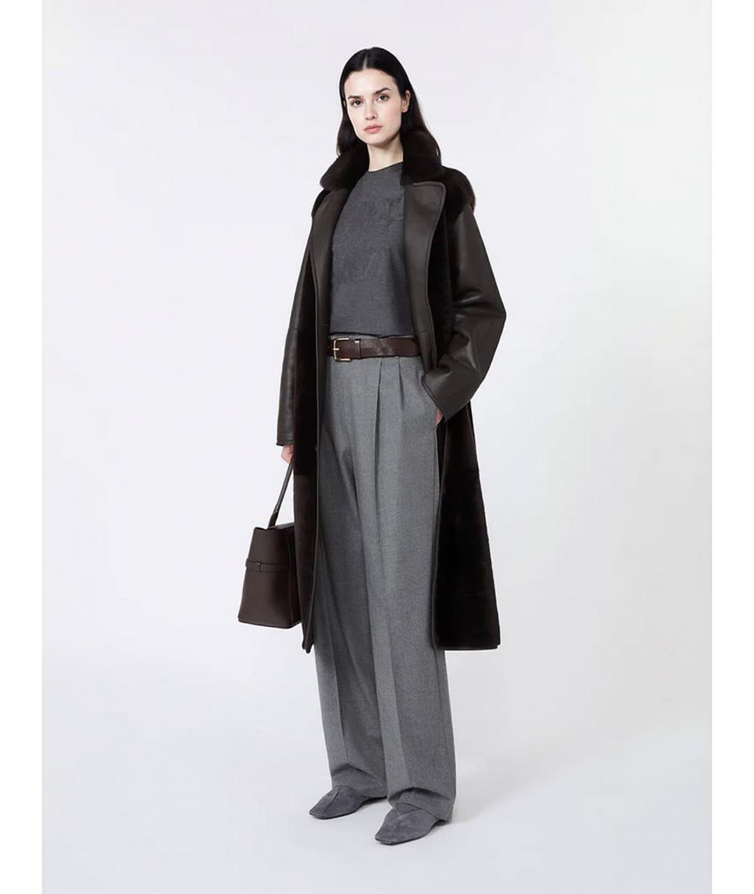 MAX MARA Серые кашемировые брюки широкие, фото 3