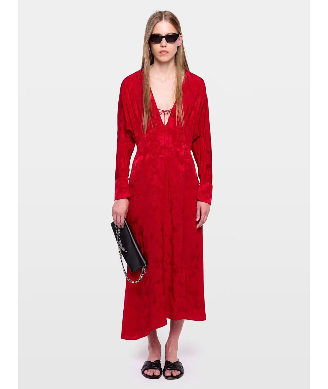 ZADIG & VOLTAIRE Красное шелковое повседневное платье, фото 2