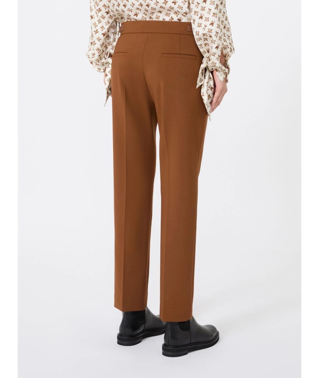 MAX MARA Бежевые шерстяные прямые брюки, фото 4