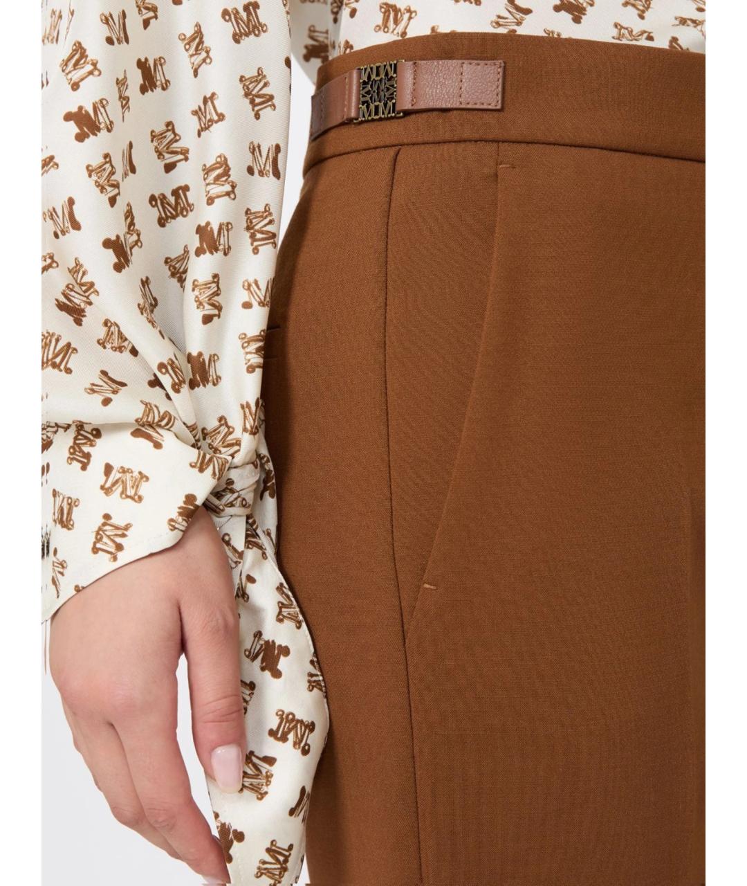 MAX MARA Бежевые шерстяные прямые брюки, фото 5
