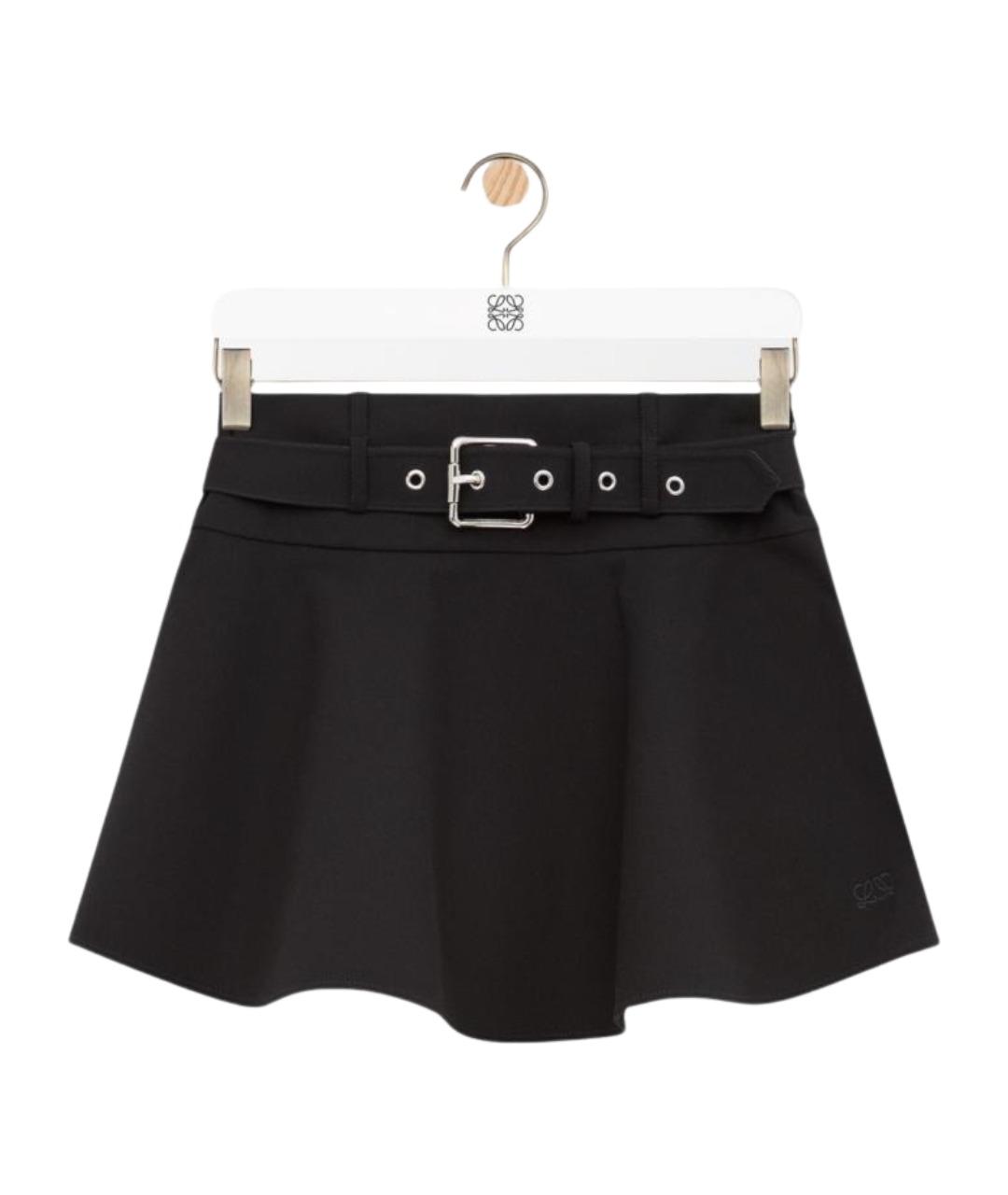 LOEWE Черная хлопковая юбка мини, фото 1