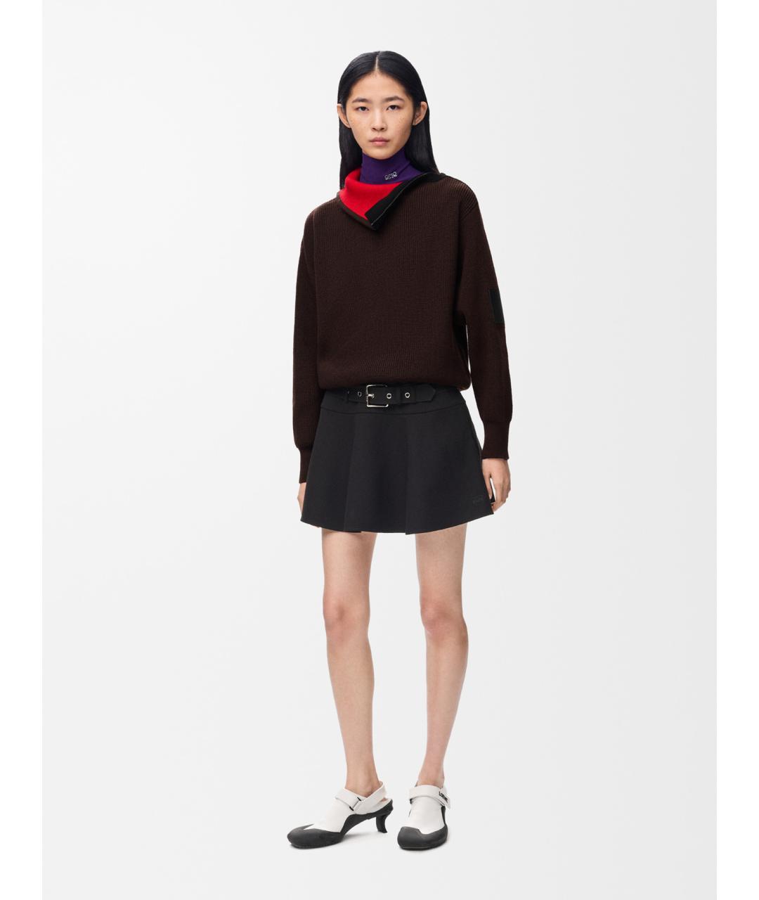 LOEWE Черная хлопковая юбка мини, фото 2