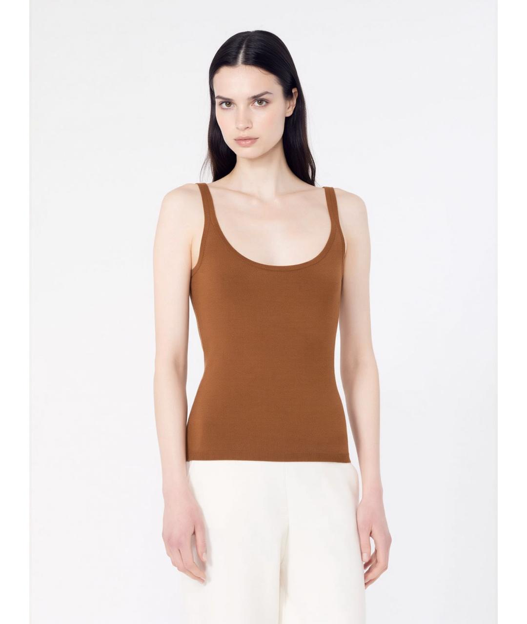 MAX MARA Коричневая шерстяная майка, фото 3