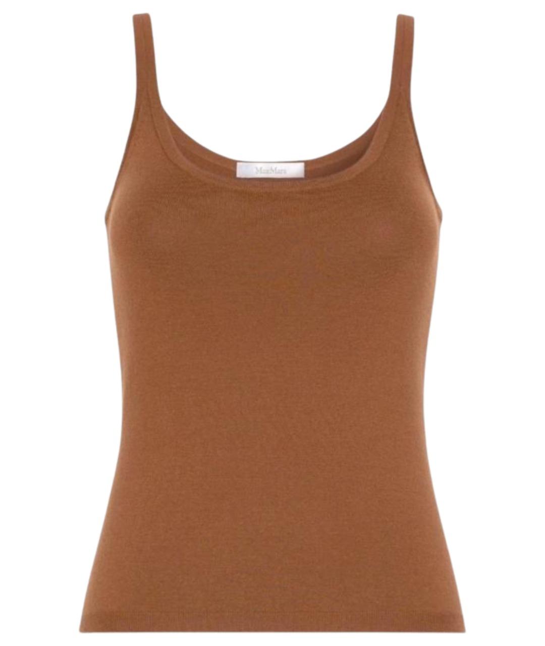 MAX MARA Коричневая шерстяная майка, фото 1