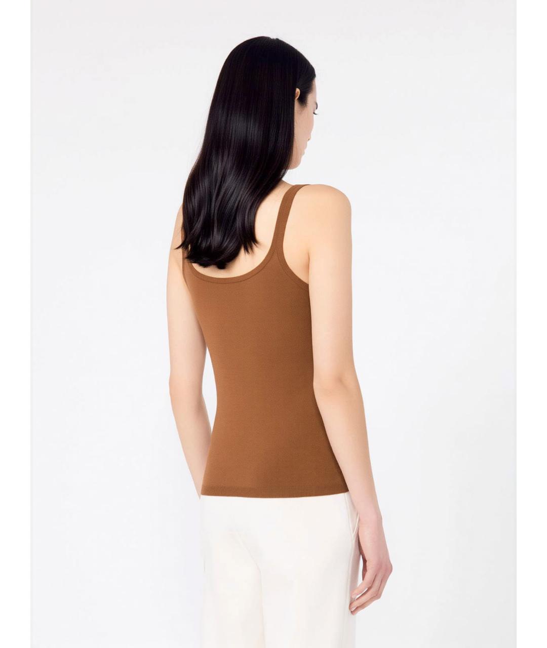 MAX MARA Коричневая шерстяная майка, фото 4