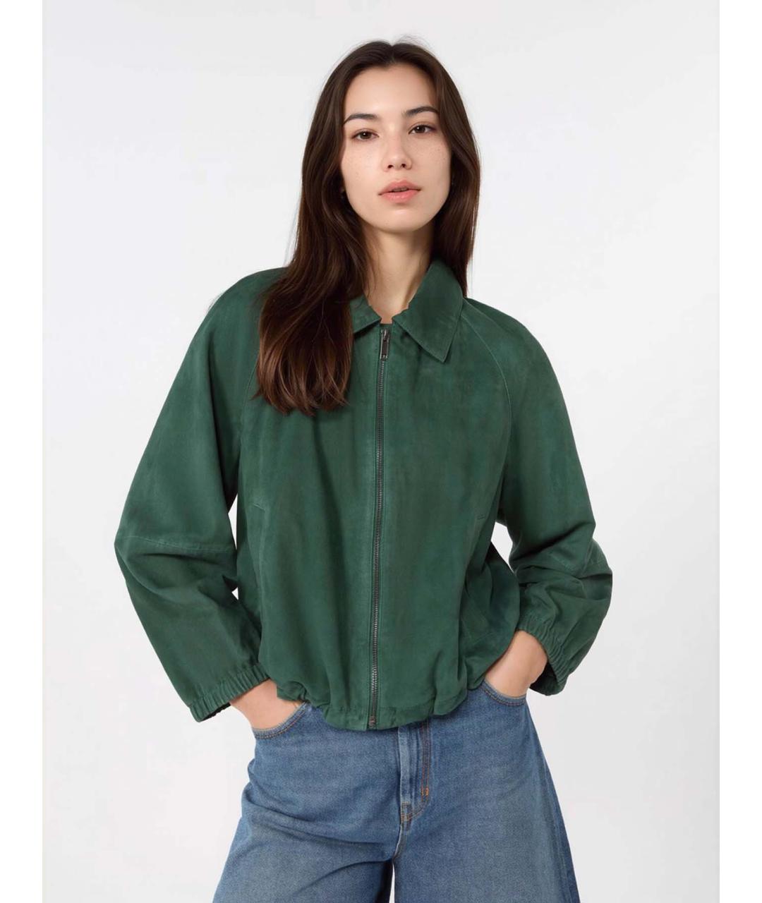 WEEKEND MAX MARA Зеленая кожаная куртка, фото 5