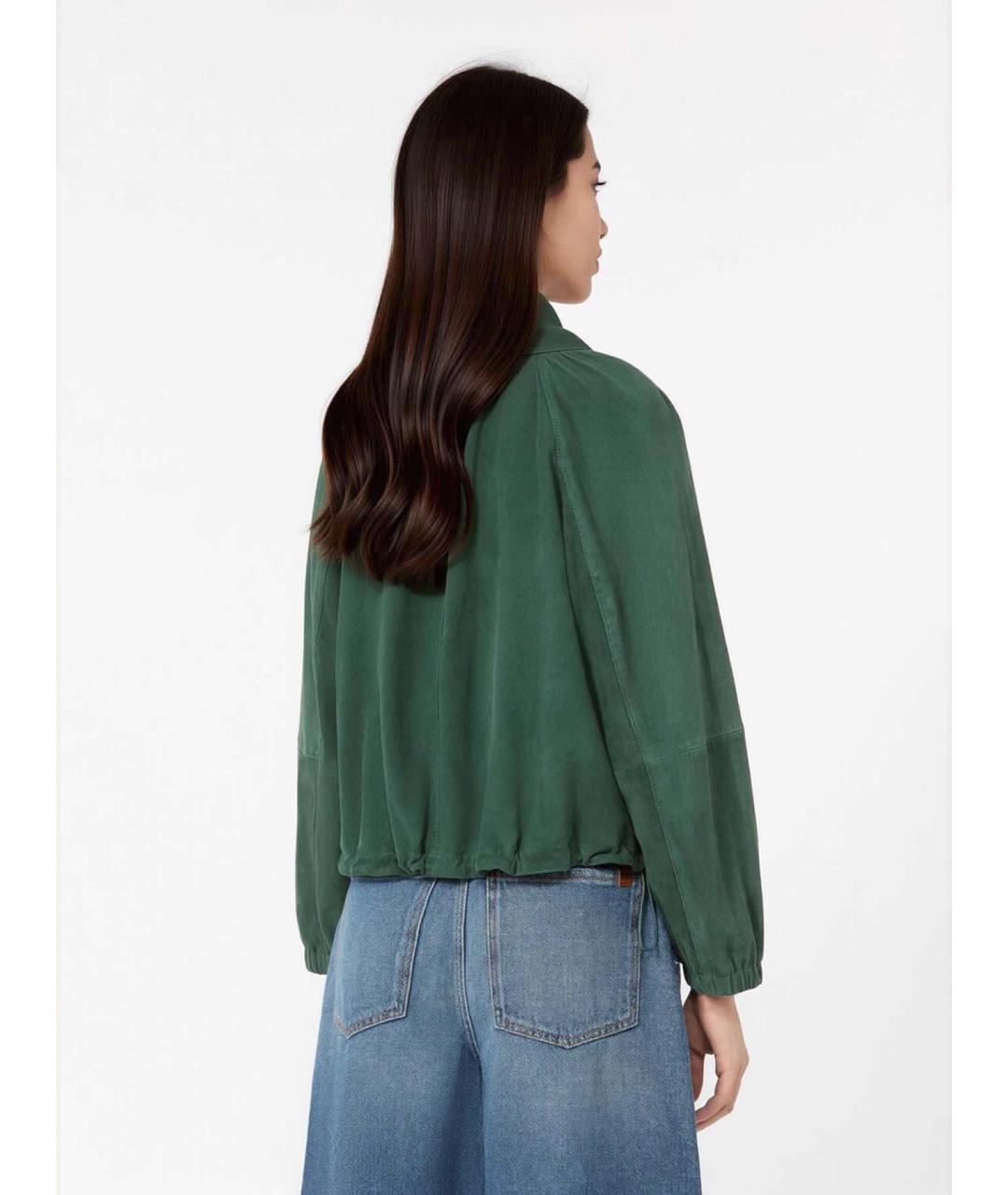 WEEKEND MAX MARA Зеленая кожаная куртка, фото 4