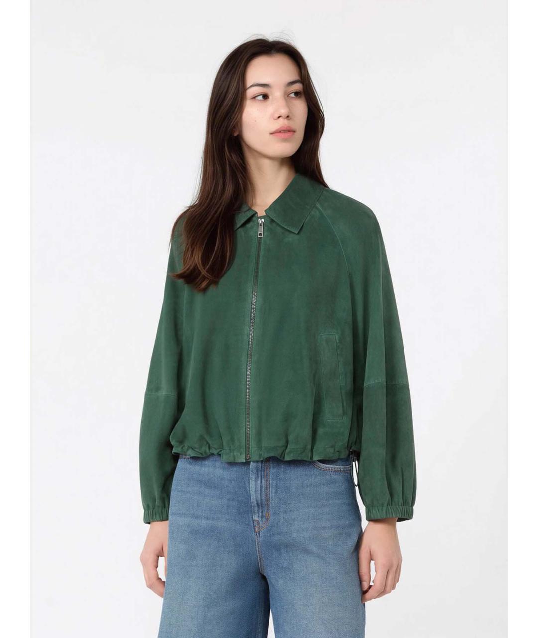 WEEKEND MAX MARA Зеленая кожаная куртка, фото 3