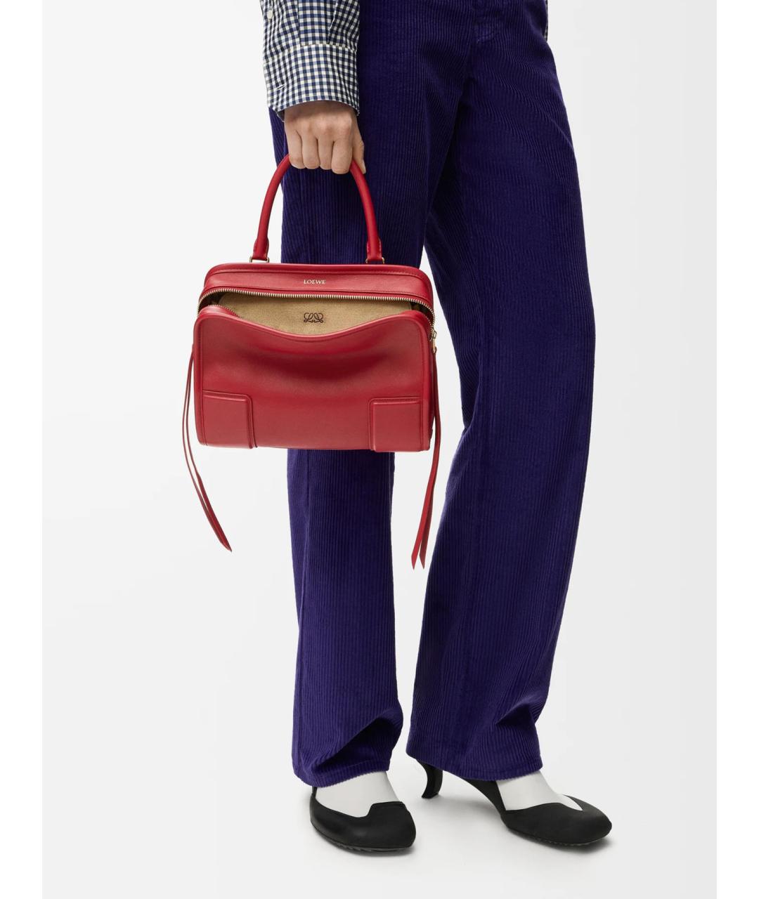 LOEWE Красная кожаная сумка тоут, фото 3
