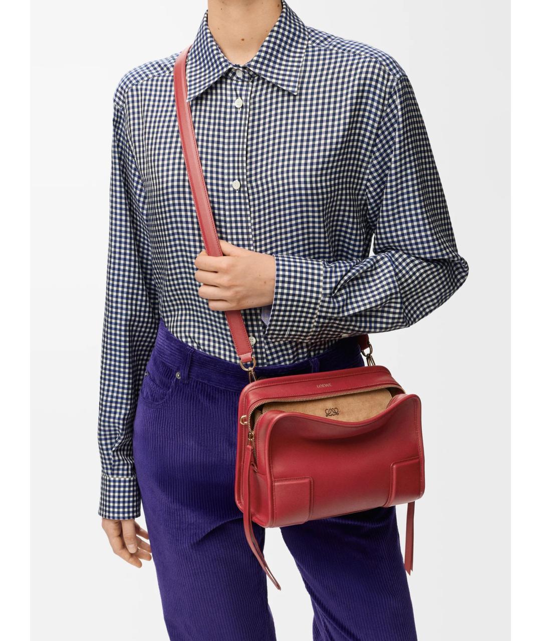 LOEWE Красная кожаная сумка тоут, фото 2