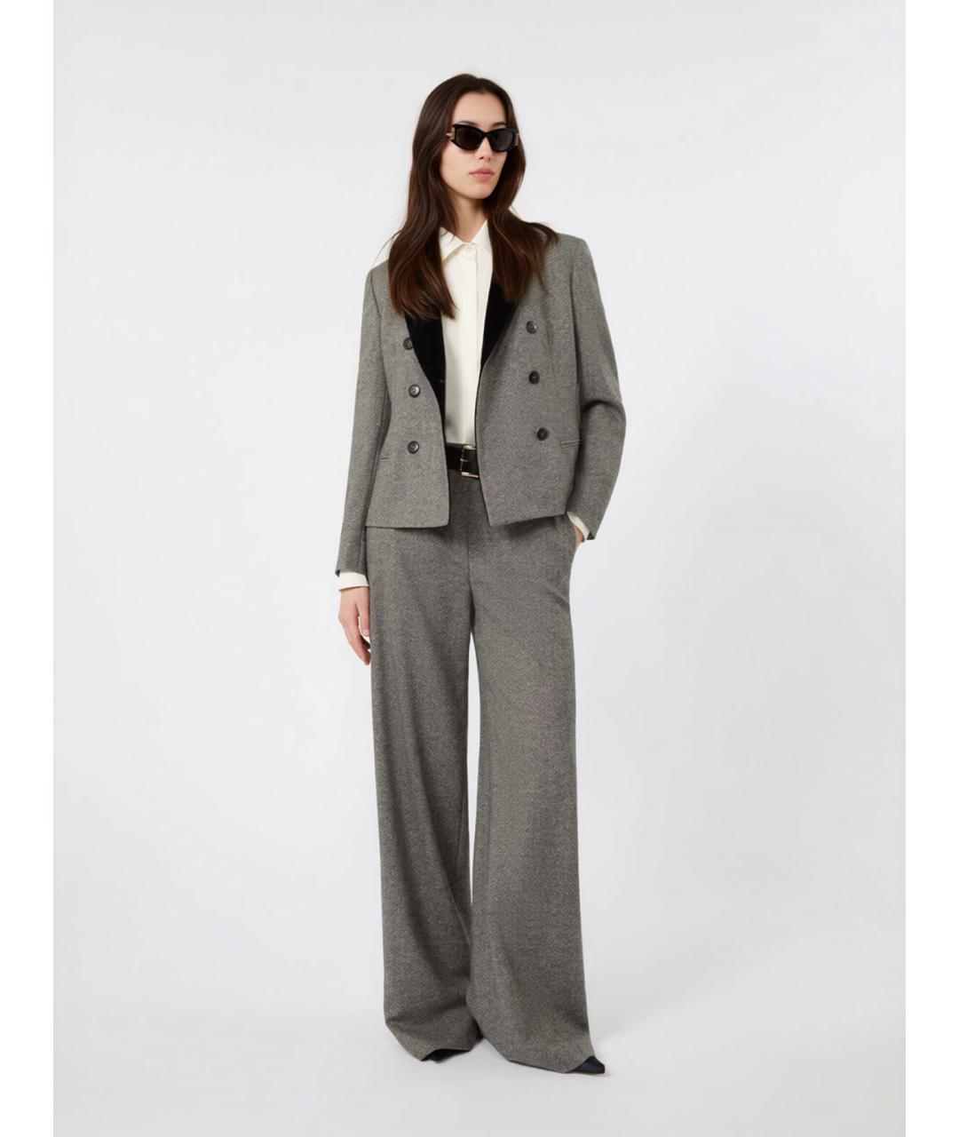 MAX MARA STUDIO Черные шерстяные прямые брюки, фото 2