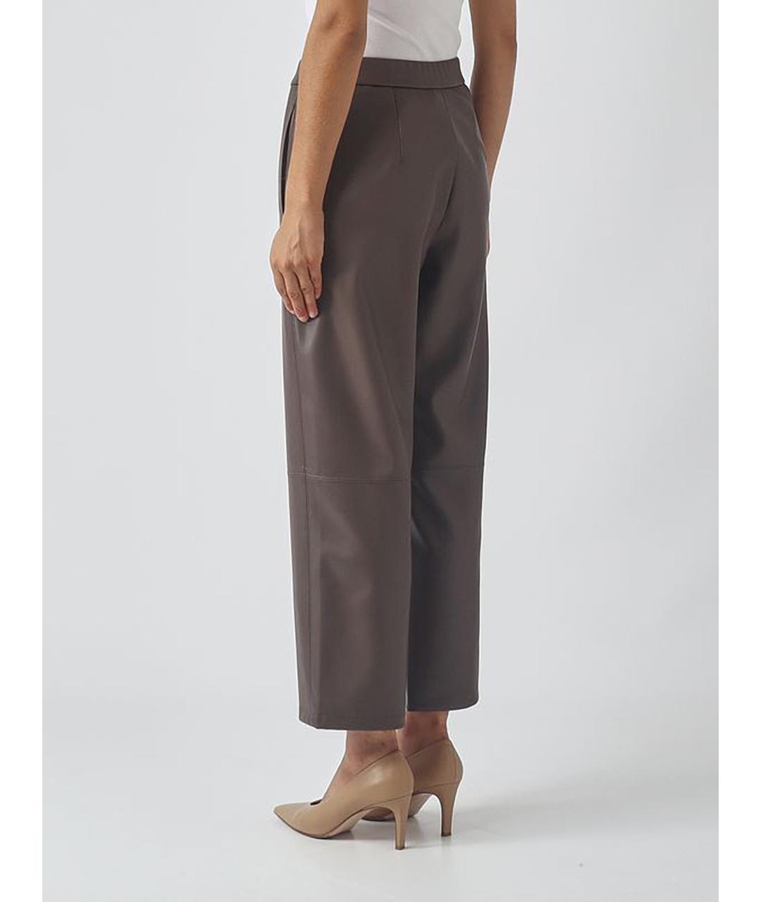 MAX MARA STUDIO Коричневые полиэстеровые прямые брюки, фото 4