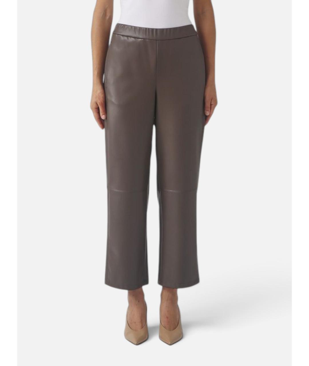 MAX MARA STUDIO Коричневые полиэстеровые прямые брюки, фото 6