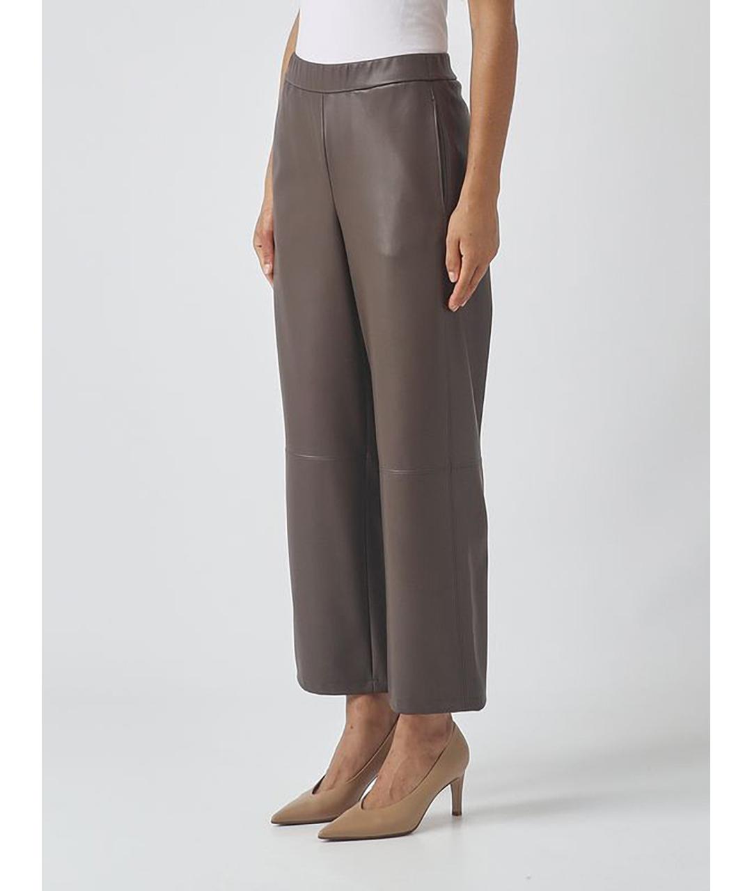 MAX MARA STUDIO Коричневые полиэстеровые прямые брюки, фото 3