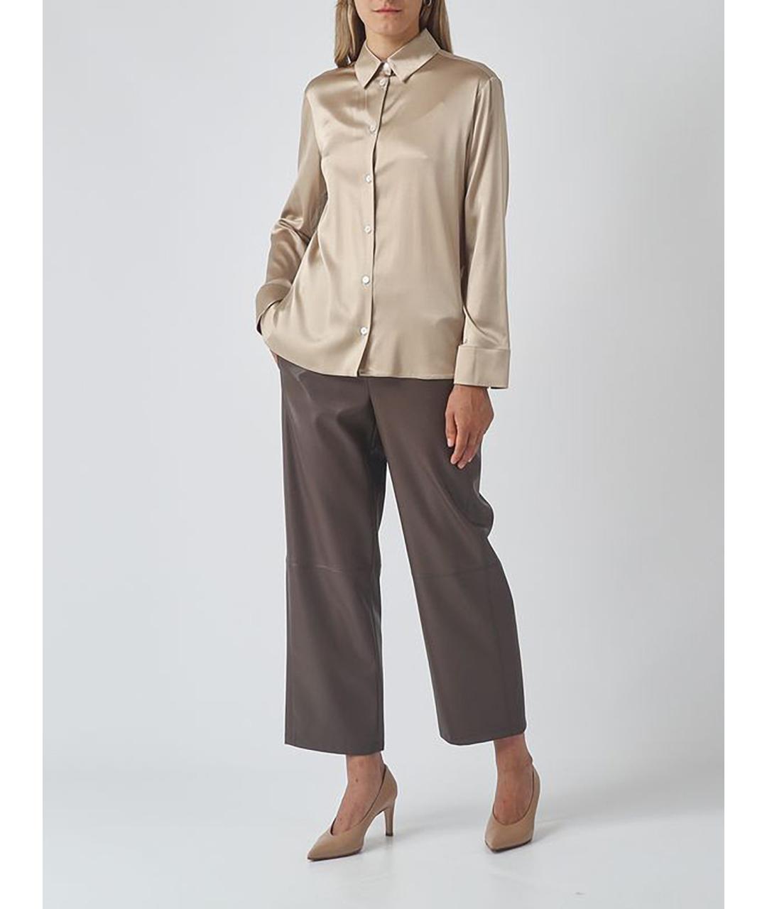 MAX MARA STUDIO Коричневые полиэстеровые прямые брюки, фото 2