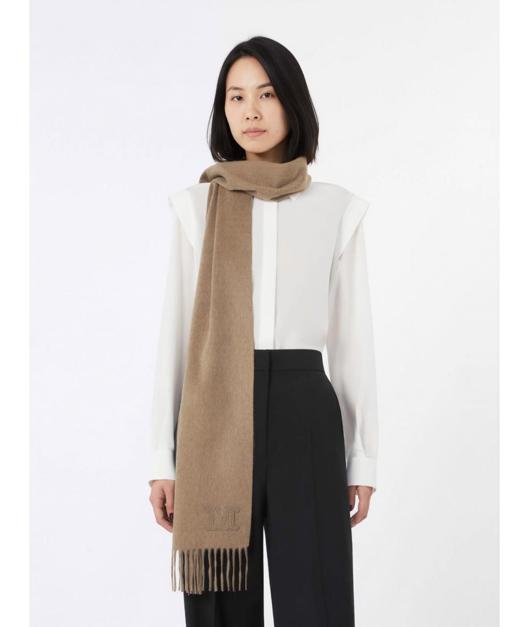 MAX MARA Бежевый кашемировый шарф, фото 3