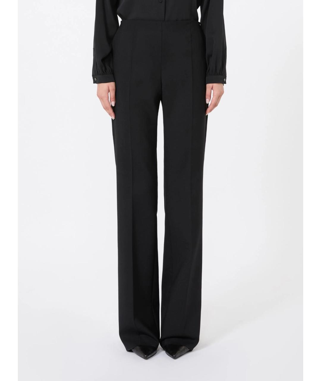 MAX MARA Черные шерстяные прямые брюки, фото 3