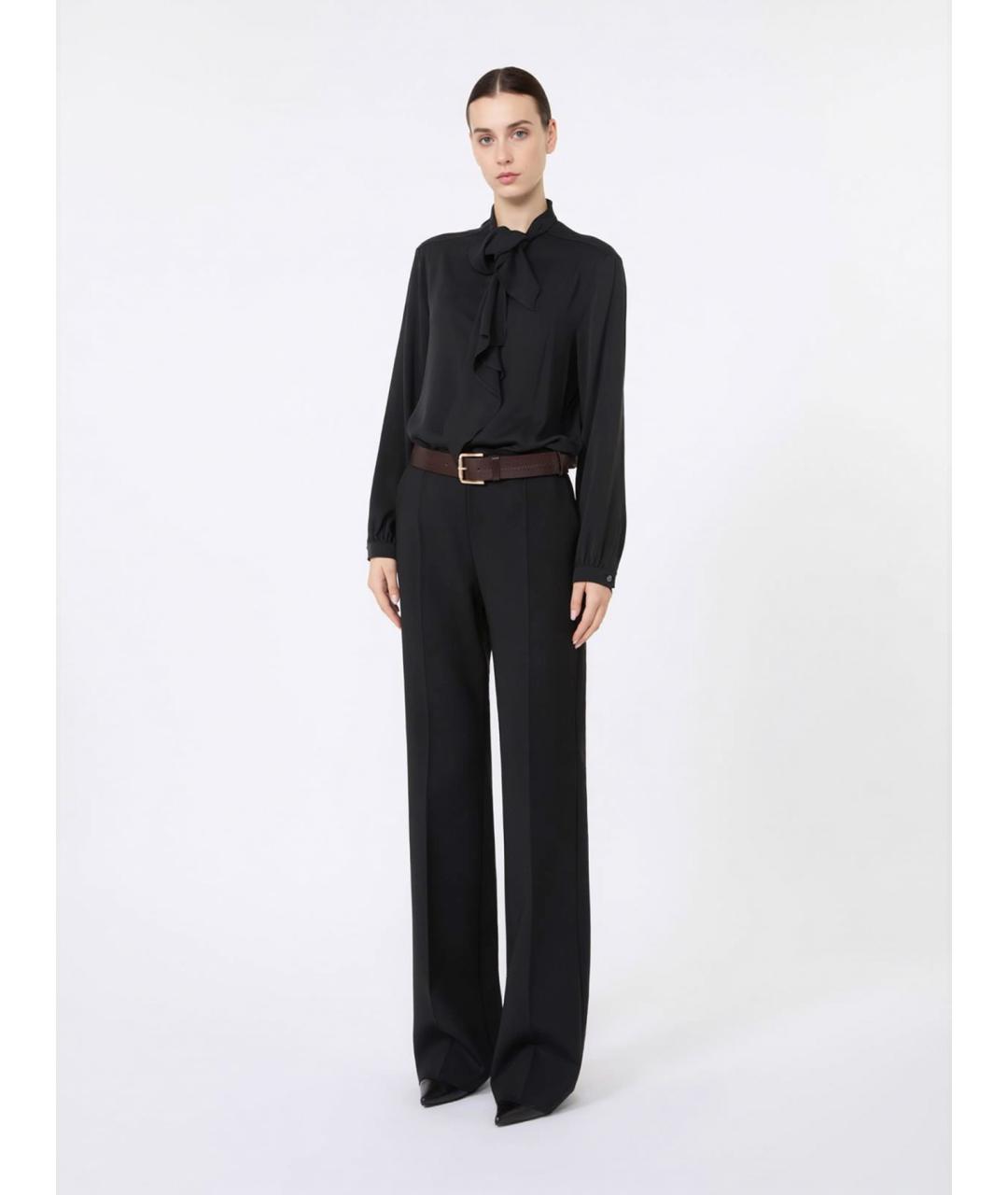MAX MARA Черные шерстяные прямые брюки, фото 2